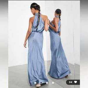 ASOS satin ruched halter neck maxi dress